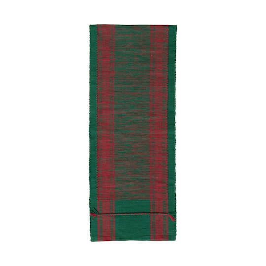 Hello Honey® 72" Green & Red Woven Cotton Table Runner with Stripes